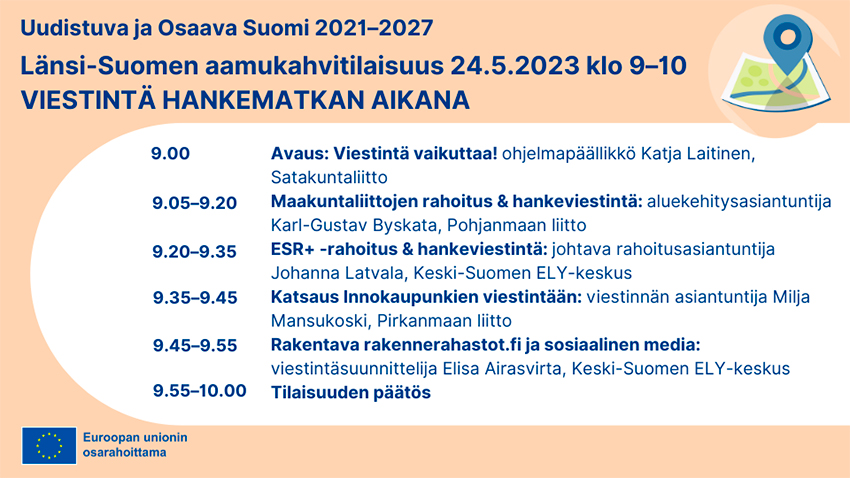 Länsi-Suomen aamukahvitilaiuuden ohjelma. Tämä löytyy tekstinä kuvan alta. 