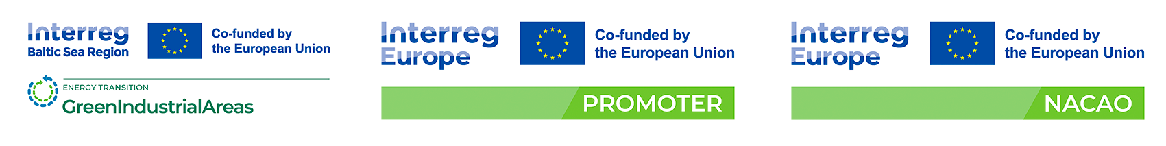 EU-hankkeiden teksti-logot: GIA, Promoter ja NACAO